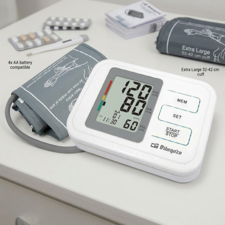Orbegozo arm blood pressure monitor. 2 storage memories 60/60. LCD screen.