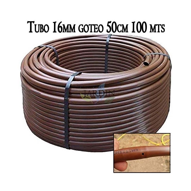 Tubo per irrigazione a goccia da 16 mm, 50 cm marrone, 100 metri