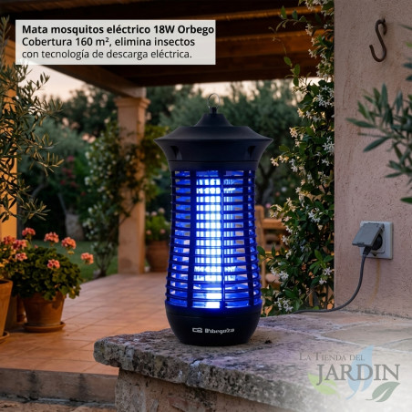 Elektrischer Mückenvernichter 18W Orbegozo. Anwendungsbereich 160 m2. Eliminieren Sie Insekten mit einem Stromschlag.