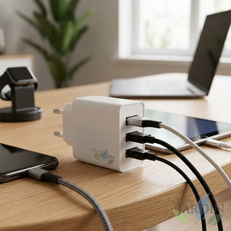  Plug for any device by USB Orbegozo.  3 devices can be connected at the same time.