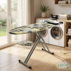 Tábua de passar roupa 117x40 cm, Mesa de passar roupa com grade de aço, altura ajustável até 93 cm, fácil de passar