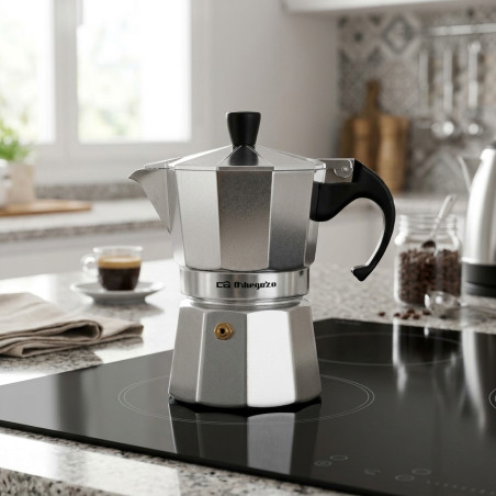 Orbegozo Italian aluminum coffee maker. Capacity 3 cups.