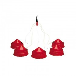 Bevitore Polpo Appeso per Pulcini | 15x15x9 cm | Bevitore a Livello Costante | 5 Uscite per Pulcini di 1° Età | Rosso