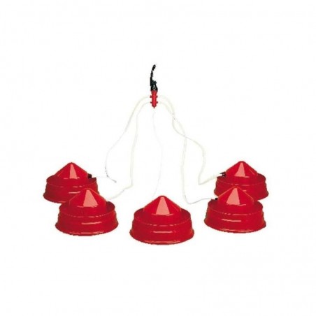 Hängender Pulpo-Tränker für Küken | 15x15x9 cm | Tränker mit Konstantniveau | 5 Ausgänge für Küken im 1. Lebensjahr | Rot