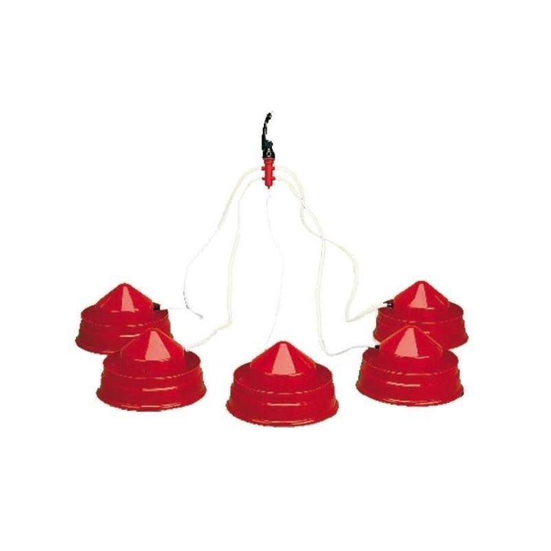 Bebedouro suspenso para polvo para pintinhos 15x15x9 cm