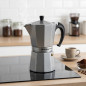 Caffettiera in alluminio argentato | Caffettiera italiana da 9 tazze per piani cottura a induzione | Macchina per espresso | Ada
