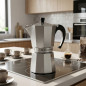 Caffettiera in alluminio argentato | Caffettiera italiana da 9 tazze per piani cottura a induzione | Macchina per espresso | Ada