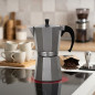 Cafeteira de alumínio prateado | Cafeteira italiana de 6 xícaras para indução | Máquina de expresso | Adequada para todos os tip