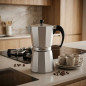 Silver Aluminum Coffee Maker | 6-Cup Italian Coffee Maker for Induction | Espresso Maker | Suitable for all types of stovetops