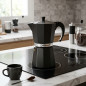 Black Aluminum Coffee Maker | 12-Cup Italian Coffee Maker for Induction | Espresso Maker | Suitable for All Stovetops