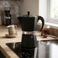 Caffettiera in alluminio nero | Caffettiera italiana da 9 tazze per piani cottura a induzione | Macchina per espresso | Adatta a