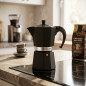 Caffettiera in alluminio nero | Caffettiera italiana da 9 tazze per piani cottura a induzione | Macchina per espresso | Adatta a