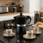 Caffettiera in alluminio nero | Caffettiera italiana da 3 tazze | Macchina per espresso | Adatta a piani cottura a gas, in vetro
