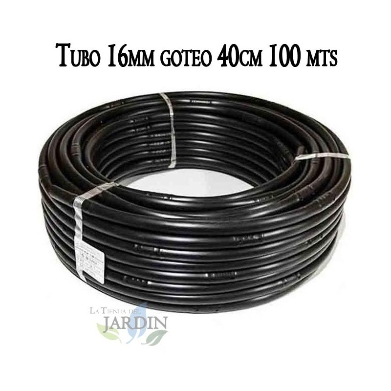 Tuberia 16mm riego por goteo a 40cm negra, 100 metros