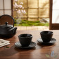 Ensemble de 2 tasses en fonte 120 ml | Avec soucoupe incluse | Tasses à thé japonaises | Pour infusions et service du thé