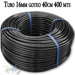 Tuberia 16mm riego por goteo a 40cm negra, 400 metros