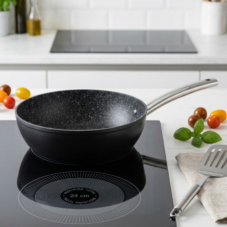 Sarten Aluminio 24cm | Sarten Apta para Todo Tipo de Cocinas | Revestimiento Antiadherente | Sarten Honda
