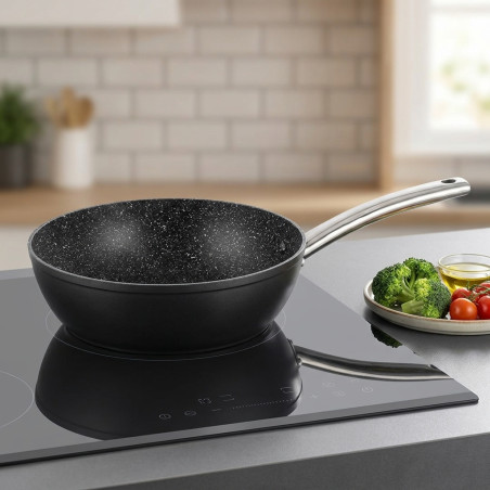 32 cm Aluminium-Bratpfanne | Für alle Herdarten geeignet | Antihaftbeschichtung | Tiefe Bratpfanne