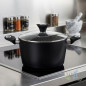 Caçarola de 24 cm com tampa | Revestimento antiaderente com efeito mármore | Compatível com fogões de indução | Capacidade de 6 Caçarola de 24 cm com tampa | Revestimento antiaderente com efeito mármore | Compatível com fogões de indução | Capacidade de 6
