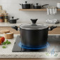 Caçarola de 24 cm com tampa | Revestimento antiaderente com efeito mármore | Compatível com fogões de indução | Capacidade de 6 Caçarola de 24 cm com tampa | Revestimento antiaderente com efeito mármore | Compatível com fogões de indução | Capacidade de 6