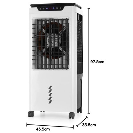 Refroidisseur d'air par évaporation 150 W avec humidificateur et réservoir de 37 litres, 43 x 34 x 97 cm