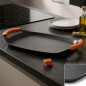 Cast aluminum grill plate.  Stone finish.  Non-stick.  Total dimension: 47 cm.