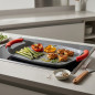 Cast aluminum grill plate.  Stone finish.  Non-stick.  Total dimension: 47 cm.
