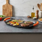 Cast aluminum grill plate.  Stone finish.  Non-stick.  Total dimension: 36 cm.