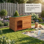 Caseta de madera para perros mediana, 104x70x66 cm, techo plano, caseta madera, perros, mediana
