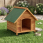 Caseta de madera para perros pequeña, 72x76x76 cm, techo a dos aguas, caseta madera, perros, pequeña