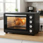 Forno elétrico de mesa de 45 litros, convecção e grelha para assar, 2000 W, temporizador, 54,5 x 44 x 35 cm, preto Forno elétrico de mesa de 45 litros, convecção e grelha para assar, 2000 W, temporizador, 54,5 x 44 x 35 cm, preto