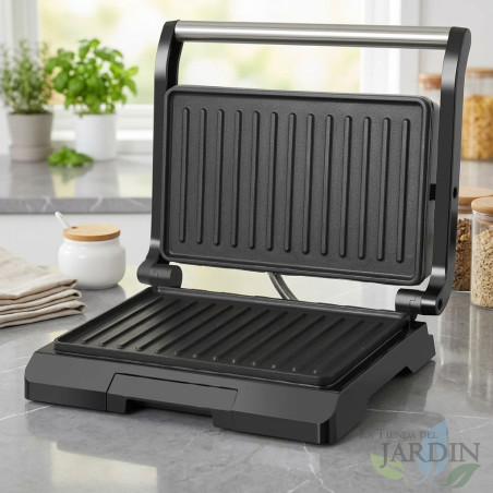 Ultra Compact Grill électrique Orbegozo 800W. Plaques antiadhésives. Surface de torréfaction: 23x14,5 cm