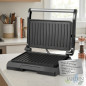 Grelha de aço inoxidável, placa antiaderente, superfície 23x14,5 cm, 800W, grelha, cozinha saudável, antiaderente