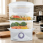 Cocedor al Vapor | 3 Recipientes Apilables | Capacidad 9 L | 800 W de Potencia | Especial para Arroz y Verduras Cocedor al Vapor | 3 Recipientes Apilables | Capacidad 9 L | 800 W de Potencia | Especial para Arroz y Verduras