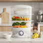 Cocedor al Vapor | 3 Recipientes Apilables | Capacidad 9 L | 800 W de Potencia | Especial para Arroz y Verduras Cocedor al Vapor | 3 Recipientes Apilables | Capacidad 9 L | 800 W de Potencia | Especial para Arroz y Verduras