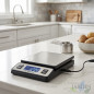 Electronic kitchen weight.  Weighs up to 40 Kg. LCD screen.  Stainless steel surface 17x19 cm.