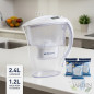 Jarra purificadora de água | Capacidade total de 2,4 L | Inclui 3 cartuchos de filtro | Reduz impurezas, calcário e cloro Jarra purificadora de água | Capacidade total de 2,4 L | Inclui 3 cartuchos de filtro | Reduz impurezas, calcário e cloro
