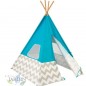 Cabane indienne en toile turquoise et piquets en bambou, Kidkraft