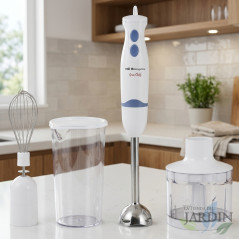 400-W-Handmixer | Orbegozo Handmixer, weiß | Edelstahlklinge | Ergonomischer Griff
