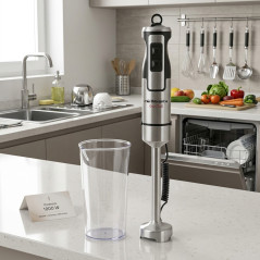 Frullatore a immersione da 100 W | Frullatore Orbegozo con bicchiere | Lama in acciaio inox | Impugnatura ergonomica