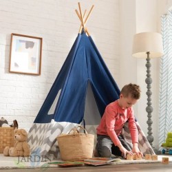 Cabane indienne avec bâche bleue et piquets en bambou, Kidkraft