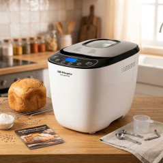 Panificio Orbegozo. Potenza 550W. Selezione della pezzatura del pane 0,7 kg - 1 kg. Timer fino a 13 ore.