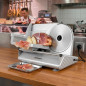 Affettatrice elettrica in acciaio inox | Affettatrice per salumi da 150 W | Spessore delle fette regolabile | 2 velocità