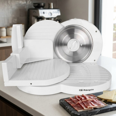 Trancheuse à viande électrique en acier inoxydable | Trancheuse de charcuterie 150 W | Épaisseur de coupe réglable | 3 vitesses