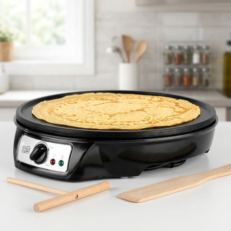 Máquina de crepes, superfície de cozimento de 30 cm, 1000 W, crepes fáceis e rápidos, frigideira elétrica para crepes