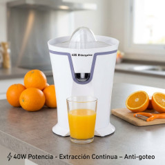 Espremedor Elétrico Contínuo | Espremedor Elétrico de Laranja com Despejo Contínuo | Extrator de Suco 40W com Sistema Antigoteja