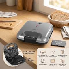 800W Electric Sandwich Maker | Non-Stick Coating | Overheating Protection | Non-Slip Base