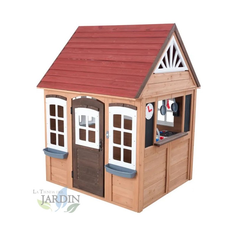 wooden playhouse with garage