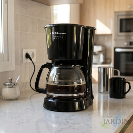 Cafetière à filtre Orbegozo 15 tasses, 800 W | Machine à café noir 1 litre | Cafetière à filtre anti-gouttes avec carafe