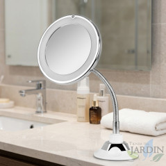 Espelho cosmético Orbegozo com luz LED, 17 cm de diâmetro, luz LED circular, suporte de mesa, detalhe e precisão